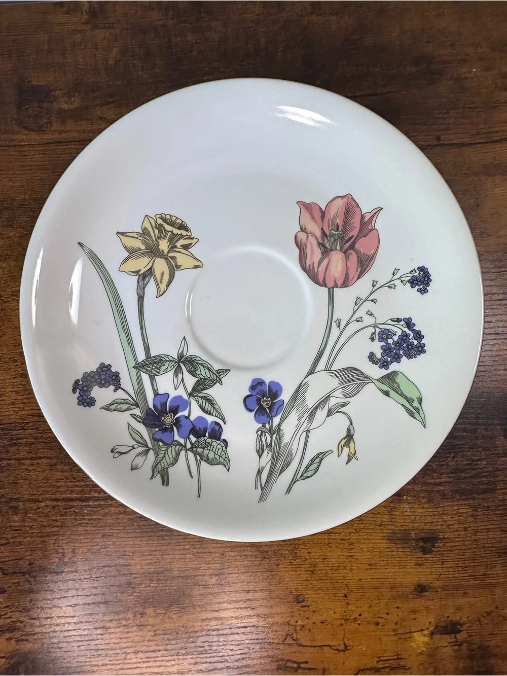 Vtg Centrum Viva Botanica Porcelain 2 Piece Chip & Dip Set Floral Platter Bowl